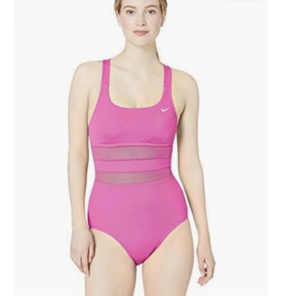 Nike Standard Mesh Solid Edge V-Back One Piece Swimsuit Racerback Women's Medium - Picture 11 of 11